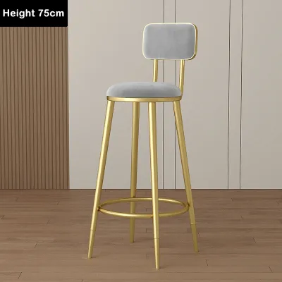 Velvet High Chair Nordic Bar Chair Home Dining Chair Gold Black Cafe Bar Stool with Backrest