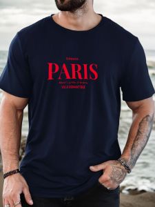 Mens 100% Cotton Printed T-Shirt Paris Art Pattern Summer Casual Oversized Round Neck Short Sleeve Comfortable Daily Wear Tee
