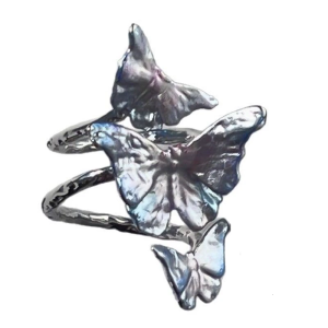 Y2K Inspired Open Band Butterfly Ring With Color Shifting Effect Alloy Daily Wear Finger Ring Accessories