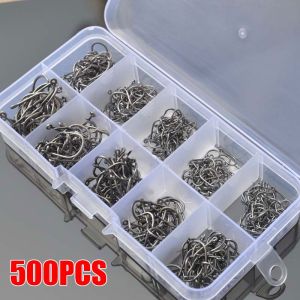 Bộ lưỡi câu 70/100/500 cái thép carbon cao vòng tròn đơn lưỡi câu câu cá bằng ruồi nhân tạo Jip gai móc cá chép nước mặn nước ngọt phụ kiện câu cá dụng cụ câu cá 3 #12 #