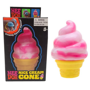 【Needoh Nice Cream Cone】Schylling Sensory Fidget Toy NEEDOH Ice Cream with Glitter filling Stress Reliever Fidget SEN Toy nee doh Squishy Stress Relief Fidget Toy Soft Squeeze Toy Boy Girl Toy for kids 