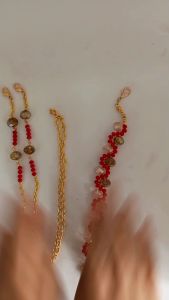 set Cristal Ceko dan doff merah coklat bening