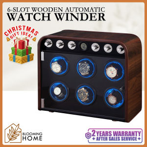 [2 YEARS LOCAL WARRANTY] Wooden Style Automatic Watch Winder w/ LED Light + Anti-magnetic Technology &  Silent Operation - 2/4/6 Slots Watch Box