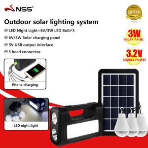 NSS Solar Panel Lighting Kit Solar System with 3 LED bulbs Multi Purpose Hand Lamp Solar Charger Home Emergency lamp Portable Solar Lighting System Set Super Capacity Battery