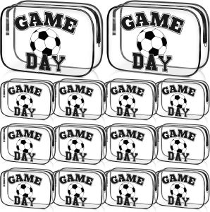 16 Pcs Baseball Party Favors Baseball Goodie Bags Game Day Snack Bags Bulk for Boys Team Gifts Treat Pouch with Zipper Clear PVC Travel Toiletry Case for Sport Senior Night Gifts