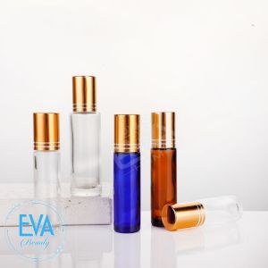 Chai Chiết Thuỷ Tinh Đầu Lăn Bi Nắp Vàng 10Ml / Chai Bi Lăn 10Ml Trắng Nắp Vàng SP1170