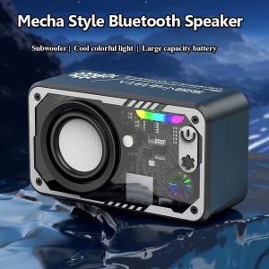 📻【Readystock】 + FREE Shipping 📻 V1 Transparent Mecha Wireless Bluetooth Speaker Sound Light Rhythm Subwoofer TWS Stereo Cyberpunk Music Center Hands-free Call