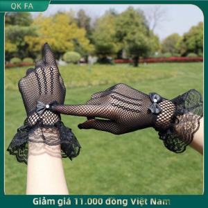 QK FA ✨ Lolita mùa hè UV-proof lái xe găng tay JK lưới Fishnet Găng tay ren đầy đủ ngón tay cô gái ren thời trang Găng Tay Tay cosplay găng tay