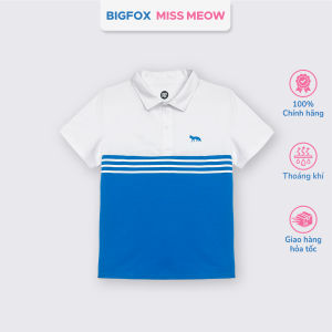 Áo polo hè bé trai Bigfox Miss Meow size đại áo cá sấu có cổ đồng phục đi học size đại 7-15 tuổi 50kg