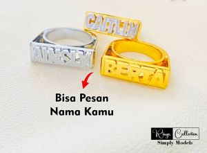Cincin Ukir Nama Model Eropa Bahan Titanium Steinless Steel Anti Karat Aksesoris Wanita Premium Terbaru Varian Lite