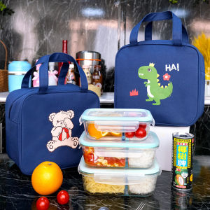 Linyoung New Lunch Box Bag Cute Cartoon Printing Lunch Bag Outdoor Portable Aluminum Foil Thickened Insulation Bag Bento Bag