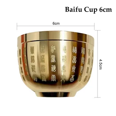 TONYOOG 1Pcs Wealth Attracting Pure Brass Cornucopia Small Mini 4.5-7cm Baifu Rice Cylinder Durable Auspicious Baifu Jar Cup Study Decoration Gift