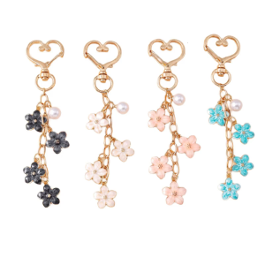 Elegant Pearls And Cherry Blossom Handbag Bag Charm With Heart Clasp Bags Pendant Keyring Decors For Fashionable Women