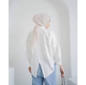 Nelka Kemeja Oversize Linen Wanita - Linen Shirt - Atasan Wanita Lengan Panjang 990