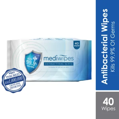 Mediwipes Antibacterial Wipes 40s | Suitable for sensitive skin/alcohol free/pH-balanced