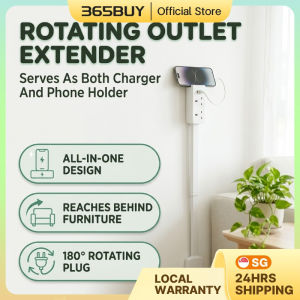 Power Socket Extender Stick 180 Rotating USB C USB A AC Outlet Extender Extends 22 to 27 Inches