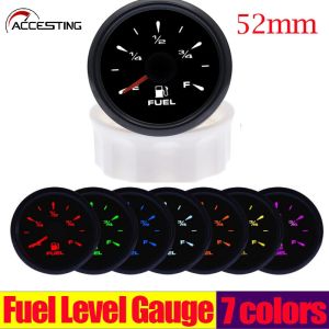 52mm Waterproof Marine Car Boat Pointer Fuel Level Gauge Water Level Gauge with 7 colors Backlight Fit for Fuel Level Sensor for Universal Yacht Boat Car Truck RV Camper Instruments Meter Water Tank Level Indicator