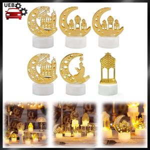 [Ueb Wholesale Mall]6 Pcs Candle LED Light Ornament Battery Operated LED Eid Mubarak Lamp for Festival Home Table