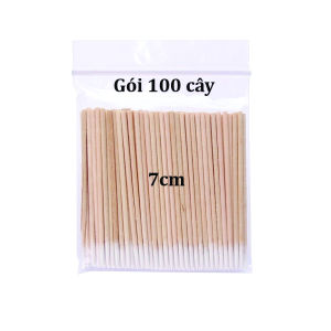 Tăm bông cán gỗ chà tê chà mực tăm bông tre đầu nhọn gói 100 cái