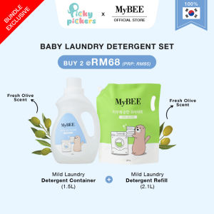 [Bundle Exclusive] MyBEE Newborn Baby Laundry Detergent Set - Fresh Olive Scent