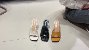 [Free Shipping] Plus-Size WomenS Shoes New Spring Style High-Heeled Fashionable Open-Toed Casual Slippers Size 35-42