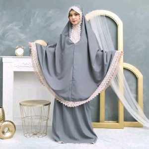 Mukena 2in1 Resleting Dewasa Renda Mewah Bahan Katun Premium