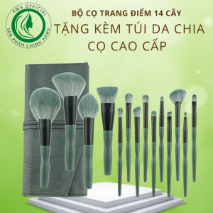 Bộ Cọ Trang Điểm Cao Cấp - 14 Cọ Đủ Chức Năng Makeup Lông Siêu Mềm Túi Đựng Chuyên Nghiệp AWA SOFI