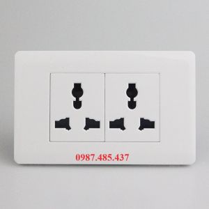 Ổ cắm điện 6 lỗ tròn 118mm - ổ cắm điện ngang chữ nhật 16A