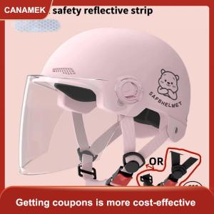 【CANAMEK】 1 mảnh 3C được chứng nhận nam và nữ trưởng thành phim hoạt hình Xe đạp điện xe máy nửa Mũ bảo hiểm với kính bảo hộ xe đạp