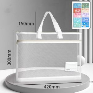 A3 Mesh File Bag Portable Large Capacity Nylon 8k Sketch Drawing Album Art Bag Reusable Zipper Handbag