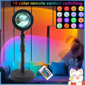 Sunset Projector Lamp with Remote Control-Rainbow LED Night Light for Bedroom USB Powered Starry Sky Projection for Wall