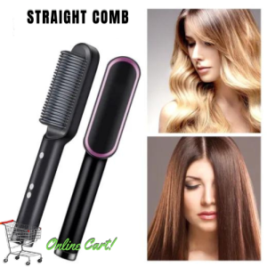 Online Cart Electric Hair Brush Hot Air Hair Straightener Hair Dryer Hot Air Brush Flat Iron Hair Straightener Brush