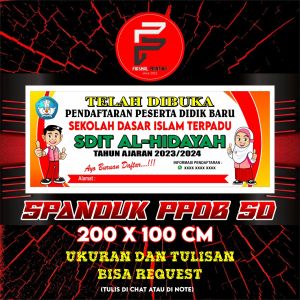 Spanduk PPDB / Banner Penerimaan Siswa Baru / Banner Sekolah / Banner SD / Banner Kustom Ukuran 2 x 1 m