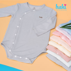 Body chip dài tay cài lệch vải gỗ sồi cao cấp BM021 HAKI (4-12kg) bodysuit cho bé trai bé gái body cho bé sơ sinh body mở đũng vải modal siêu mềm