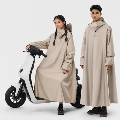 Carstorm Motorcycle Raincoat Extended Foot Cover Long Sleeve Hooded Waterproof Breathable Rain Coat