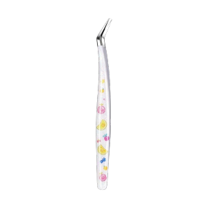 PLLEWY Stainless Steel Scrapbook Tweezers Curved Tip Glitter Resin Handle Curved Tip Tweezers Anti Slip Craft Tweezers DIY Craft
