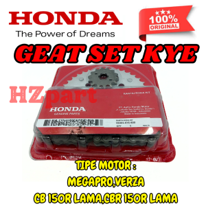 GEAR SET+RANTAI KODE-KYE HONDA MEGAPRO/VERZA/CB 150 R LAMA HONDA KYE KUALITAS ORIGINAL ASLI 100% AHM