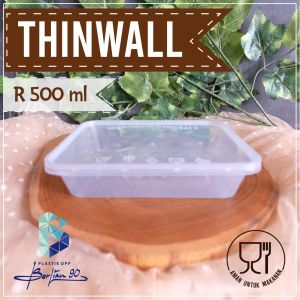 Thinwall 500 ml isi 25 / Kotak Makanan+ tutup  / Kontrainer Makanan / Thinwall Persegi/KOTAK NASI/wadah plastik box dessert kontainer 500 ml