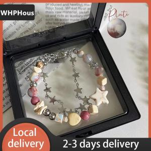 [COD] WHPHous Ship within 24 hours Harajuku Star Bracelet Girl Pentagram  Beaded Bangle For Women Vintage Aesthetic Charm Bracelet Accessories Jewelry Gift