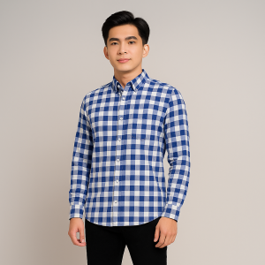 AZ ZIKRA Kemeja Flanel Pria Wanita Lengan Panjang Motif Kotak M-XL AZ08