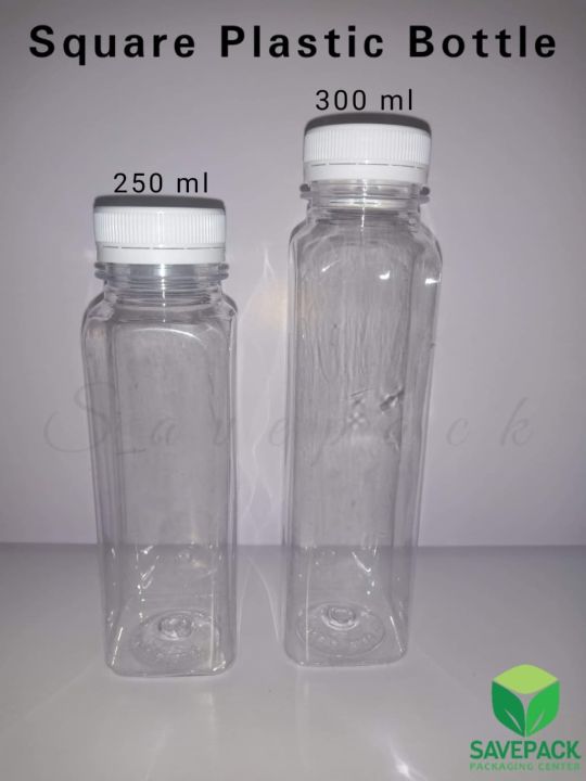 Square Plastic Bottle, white lid (250ml & 300ml) Lazada PH