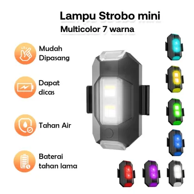 Lampu LED Kedip Pesawat RGB Strobo 7 Warna USB Untuk Motor Mobil Sepeda Drone