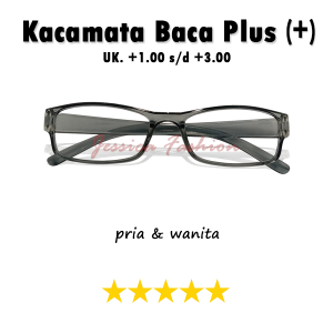 PAKET HEMAT LENGKAP ( KACAMATA LENSA PLUS + FREE TEMPAT KACAMATA + FREE LAP KACAMATA) Kacamata Plus Rabun Dekat Frame Persegi Panjang Warna Abu Transparan Ready Ukuran PLUS +1.00 s/d +3.00 Frame Ringan Untuk Pria Wanita - BISA COD