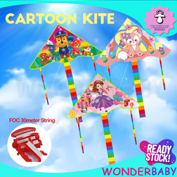 Layang Layang Cartoon Kite Flying Kite with Tail Kids Triangle kites ...