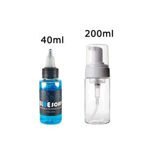 40/500ML Tattoo Blue Soap Cleaning Soothing Solution Liquid Soap Algae and 200ML Tattoo Foaming Bottle Plastic Press Bottle Kit