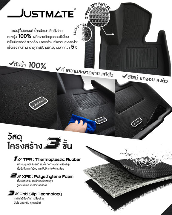 JUSTMATE TOYOTA พรมปูพื้นรถยนต์ BZ4X 2025 - 2030 | Lazada.co.th