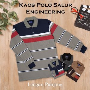Noveli wear - Kaos polo stripe salur engineering lengan panjang 7879