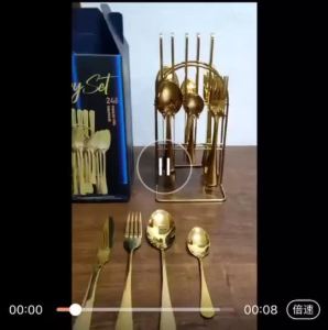 24 pcs Cutlery Set Stainless Steel Cutlery Spoon  Fork Cutlery Set Tableware Sudu Garfu