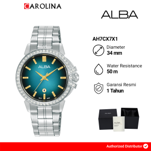 Jam Tangan Wanita Alba Signa AH7CX7X1 Analog Blue Dial Silver Stainless Steel Strap