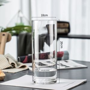 Lọ hoa thủy tinh trong suốt trụ tròn cao 20-25-30 cm đường kính 10-12 lọ trồng cây thủy sinh nuôi cá cảnh QHOUSE